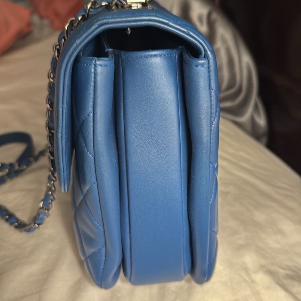 Chanel Blue Quilted Shoulder Bag with Chain Strap - Picture 16 of 17
